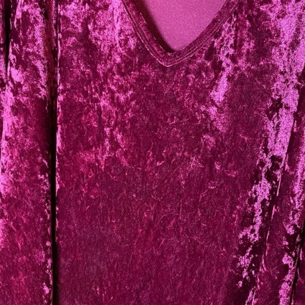 Piko 1988 Crushed  Maroon Wine Velvet Crossed Straps Tunic Shirt Top Size Large‎ - Picture 3 of 7